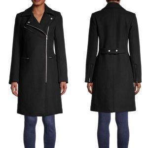 Avec Les Filles A-Line Moto Wool-Blend Coat